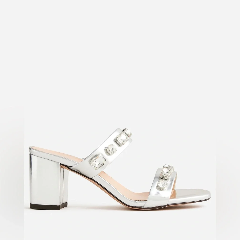 J.Crew Lucie jeweled sandals in Italian metallic leather BS878